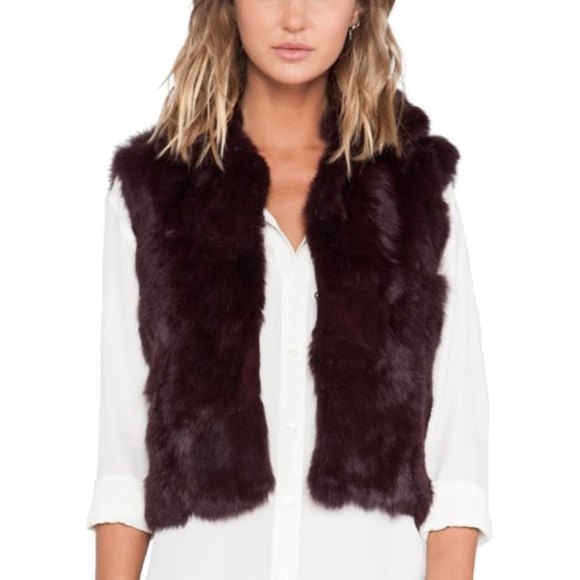 Adrienne Landau slim rabbit fur vest M Merlot - Picture 11 of 11